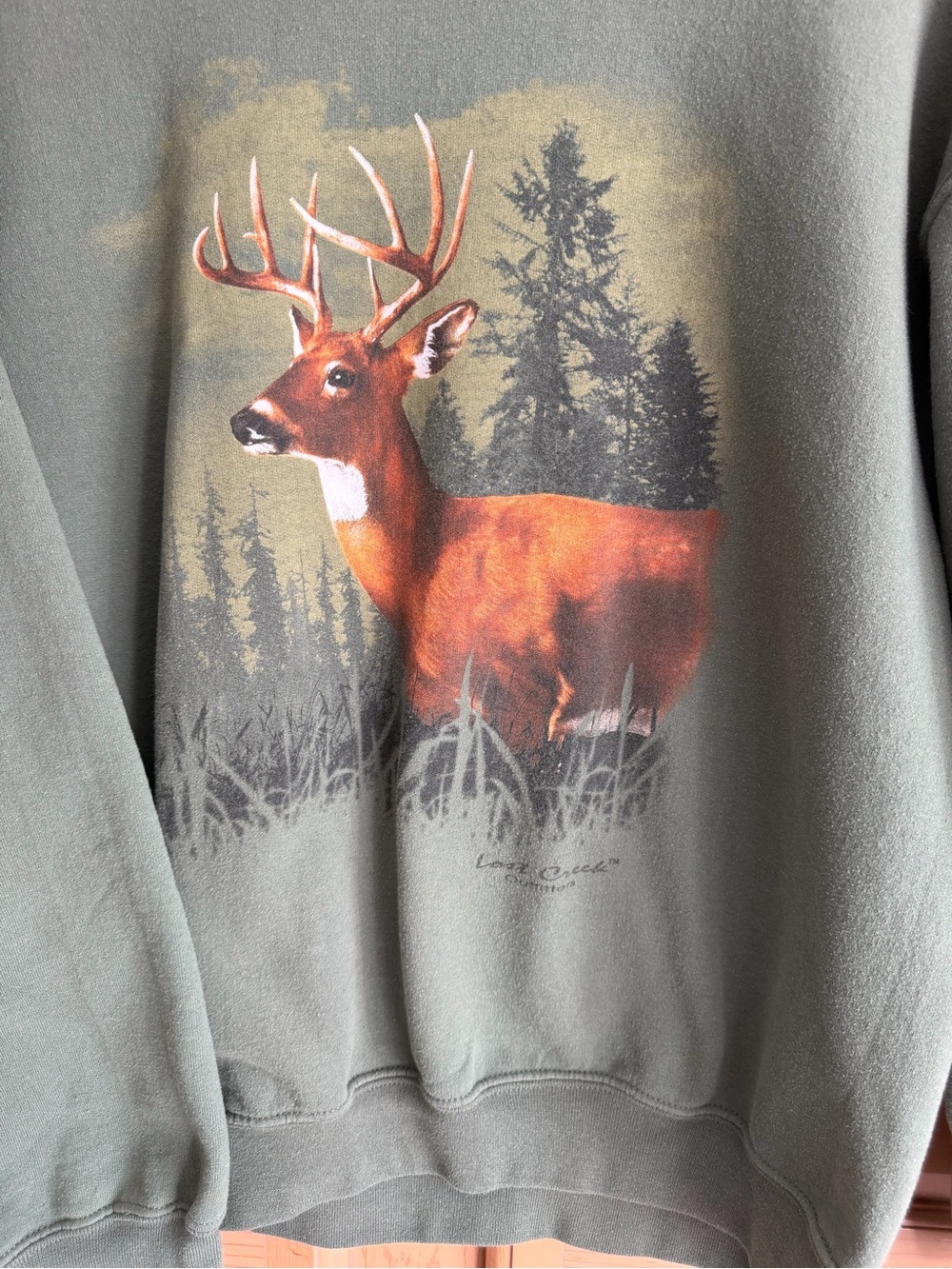 Green Deer Graphic Crewneck Sweatshirt - Picture 2 of 4